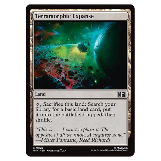 Terramorphic Expanse 0828 card from the Magic The Gathering set Marvel Super Heroes Commander