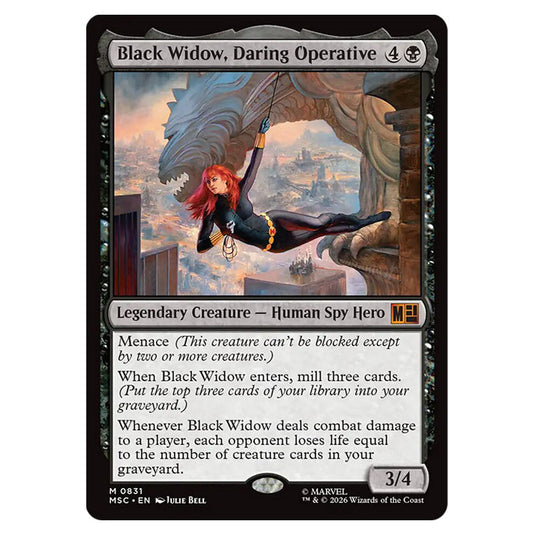 Black Widow, Daring Operative 0831 card from the Magic The Gathering set Marvel Super Heroes Commander