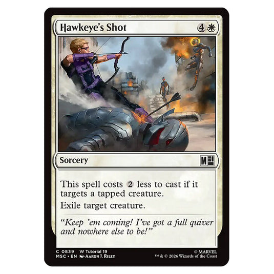 Hawkeye's Shot 0839 card from the Magic The Gathering set Marvel Super Heroes Commander