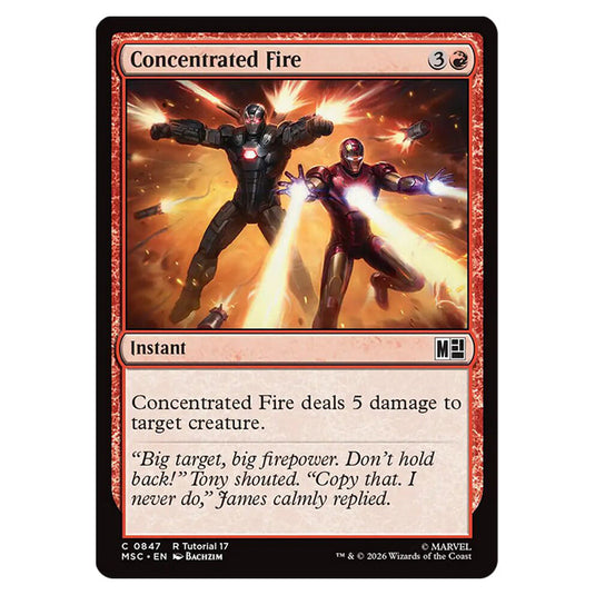 Concentrated Fire 0847 card from the Magic The Gathering set Marvel Super Heroes Commander