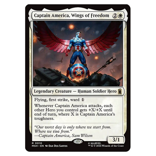 Captain America, Wings of Freedom 0010 card from the Magic The Gathering set Marvel Super Heroes