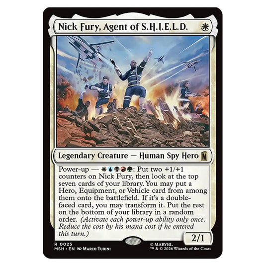 Nick Fury, Agent of S.H.I.E.L.D. 0025 card from the Magic The Gathering set Marvel Super Heroes
