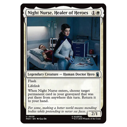 Night Nurse, Healer of Heroes 0026 card from the Magic The Gathering set Marvel Super Heroes