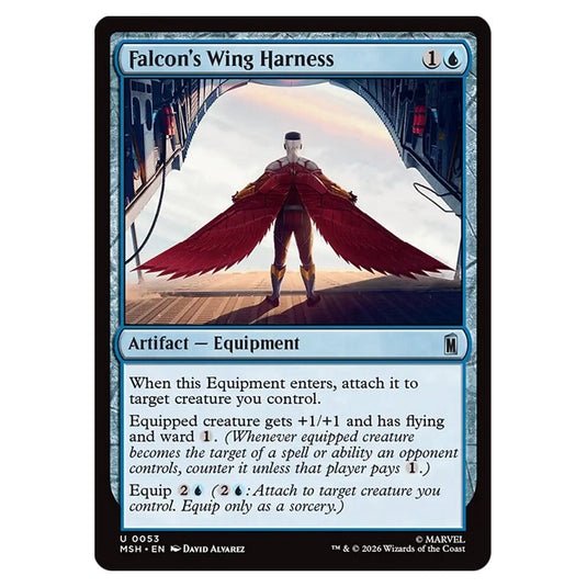 Falcon's Wing Harness 0053 card from the Magic The Gathering set Marvel Super Heroes