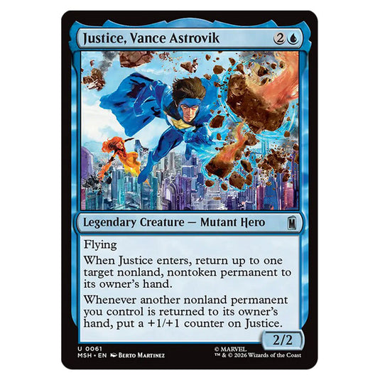 Justice, Vance Astrovik 0061 card from the Magic The Gathering set Marvel Super Heroes