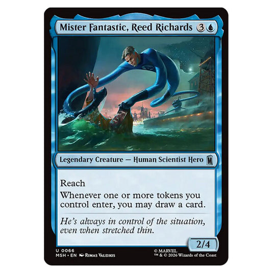 Mister Fantastic, Reed Richards 0066 card from the Magic The Gathering set Marvel Super Heroes