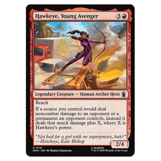 Hawkeye, Young Avenger 0131 card from the Magic The Gathering set Marvel Super Heroes