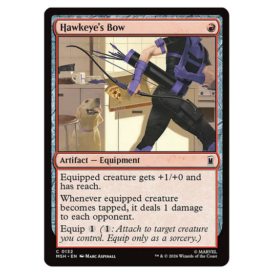 Hawkeye's Bow 0132 card from the Magic The Gathering set Marvel Super Heroes