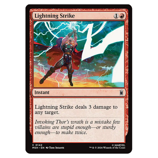 Lightning Strike 0142 card from the Magic The Gathering set Marvel Super Heroes