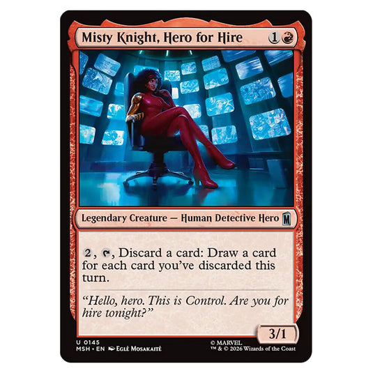 Misty Knight, Hero for Hire 0145 card from the Magic The Gathering set Marvel Super Heroes