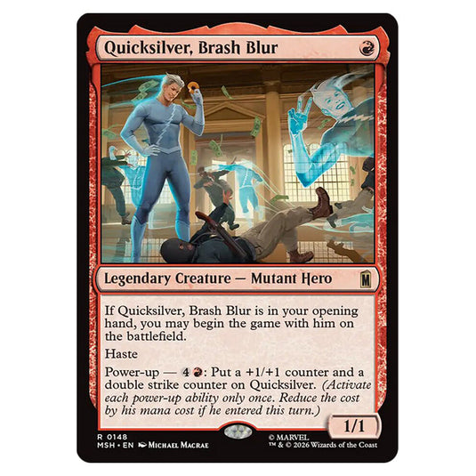 Quicksilver, Brash Blur 0148 card from the Magic The Gathering set Marvel Super Heroes