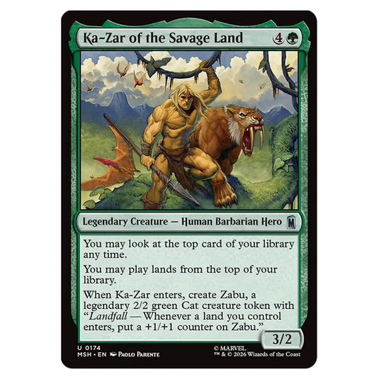 Ka-Zar of the Savage Land 0174 card from the Magic The Gathering set Marvel Super Heroes