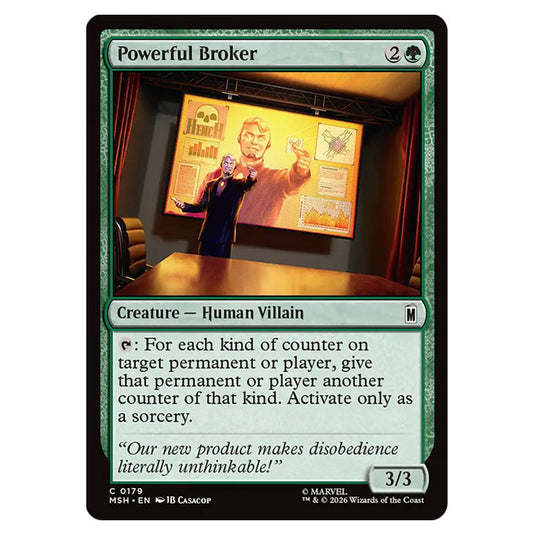 Powerful Broker 0179 card from the Magic The Gathering set Marvel Super Heroes