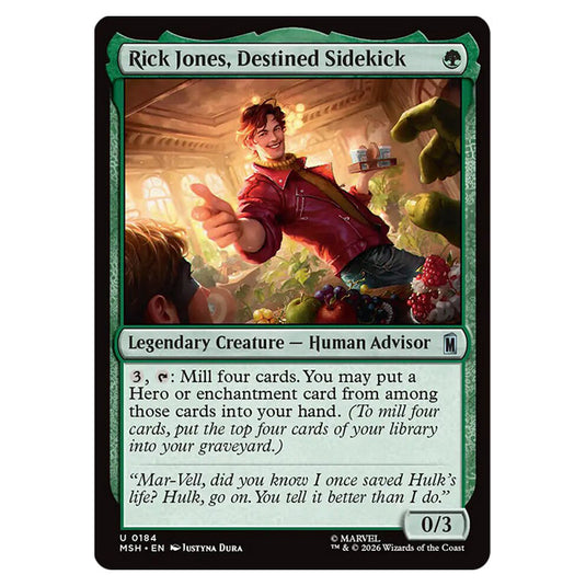 Rick Jones, Destined Sidekick 0184 card from the Magic The Gathering set Marvel Super Heroes