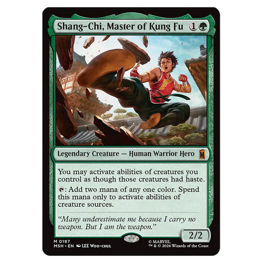 Shang-Chi, Master of Kung Fu 0187 card from the Magic The Gathering set Marvel Super Heroes
