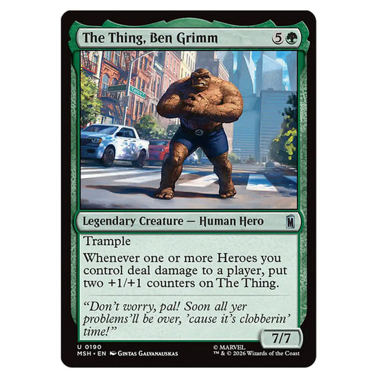 The Thing, Ben Grimm 0190 card from the Magic The Gathering set Marvel Super Heroes