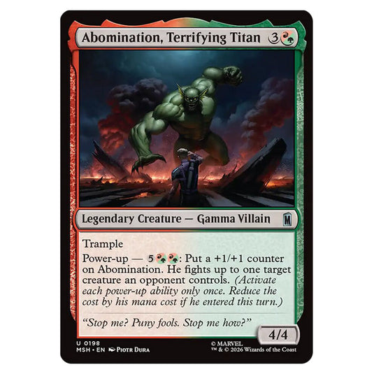 Abomination, Terrifying Titan 0198 card from the Magic The Gathering set Marvel Super Heroes