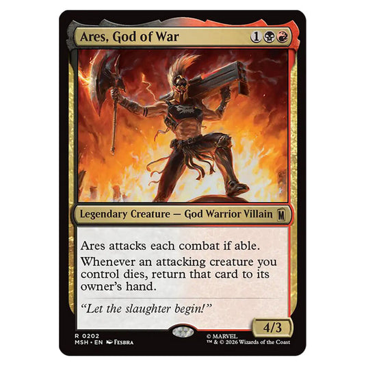 Ares, God of War 0202 card from the Magic The Gathering set Marvel Super Heroes