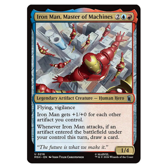 Iron Man, Master of Machines 0216 card from the Magic The Gathering set Marvel Super Heroes