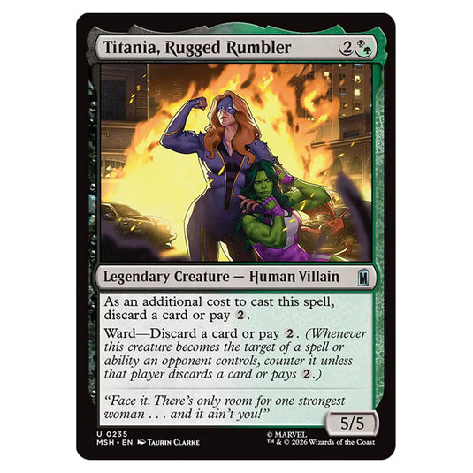 Titania, Rugged Rumbler 0235 card from the Magic The Gathering set Marvel Super Heroes