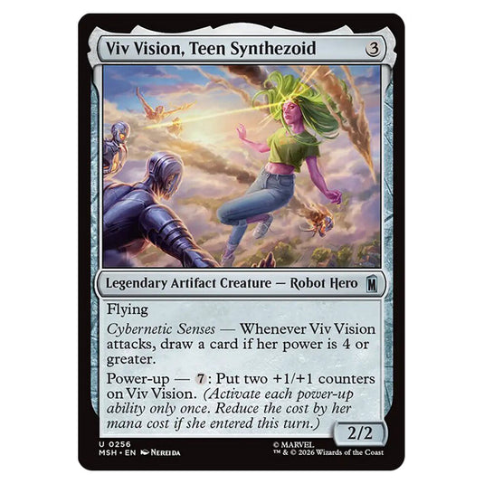 Viv Vision, Teen Synthezoid 0256 card from the Magic The Gathering set Marvel Super Heroes