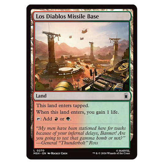Los Diablos Missile Base 0270 card from the Magic The Gathering set Marvel Super Heroes