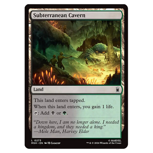 Subterranean Cavern 0273 card from the Magic The Gathering set Marvel Super Heroes