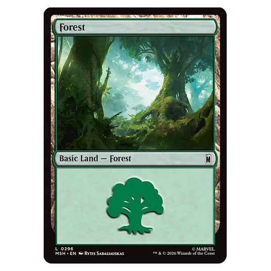 Forest 0296 card from the Magic The Gathering set Marvel Super Heroes