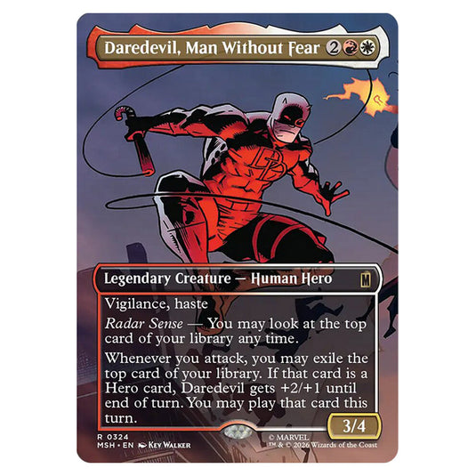 Daredevil, Man Without Fear 0324 card from the Magic The Gathering set Marvel Super Heroes