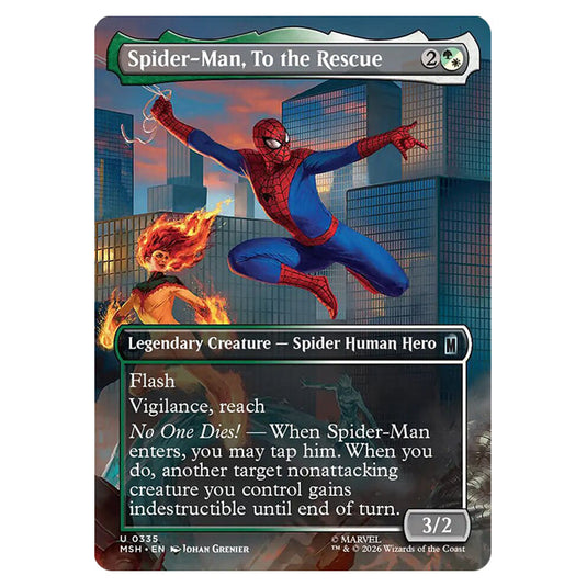 Spider-Man, To the Rescue 0335 card from the Magic The Gathering set Marvel Super Heroes