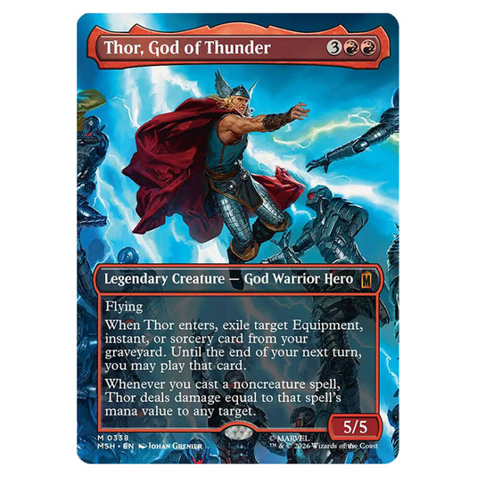 Thor, God of Thunder 0338 card from the Magic The Gathering set Marvel Super Heroes