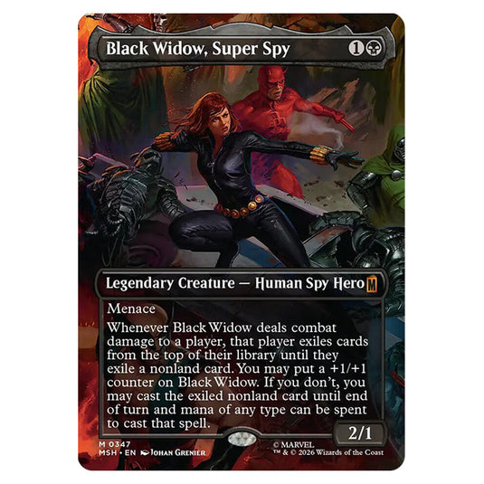 Black Widow, Super Spy 0347 card from the Magic The Gathering set Marvel Super Heroes