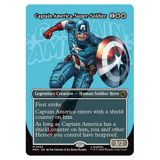 Captain America, Super-Soldier 0352 card from the Magic The Gathering set Marvel Super Heroes