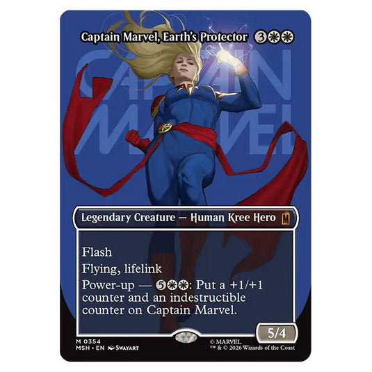Captain Marvel, Earth's Protector 0354 card from the Magic The Gathering set Marvel Super Heroes