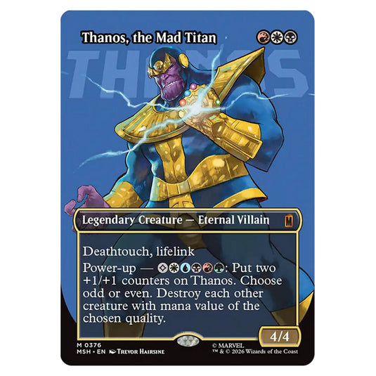 Thanos, the Mad Titan 0376 card from the Magic The Gathering set Marvel Super Heroes