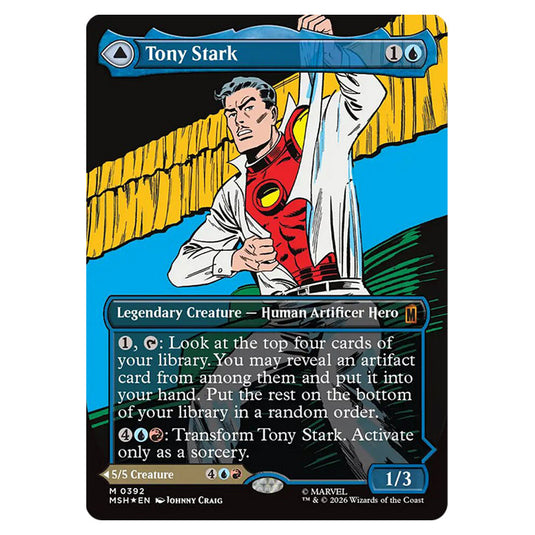 Tony Stark // The Invincible Iron Man 0392 card from the Magic The Gathering set Marvel Super Heroes