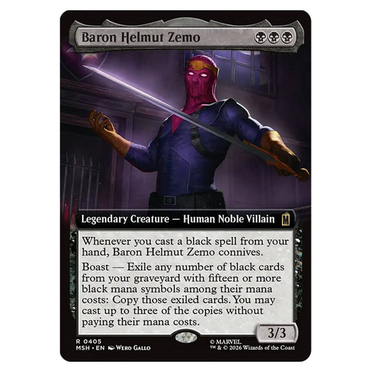 Baron Helmut Zemo 0405 card from the Magic The Gathering set Marvel Super Heroes