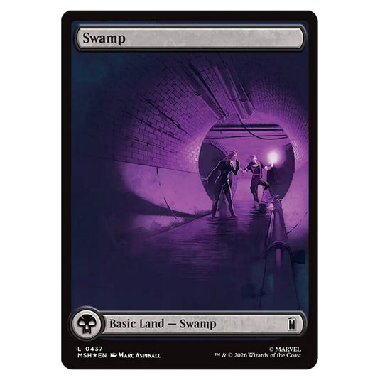 Swamp 0437 card from the Magic The Gathering set Marvel Super Heroes