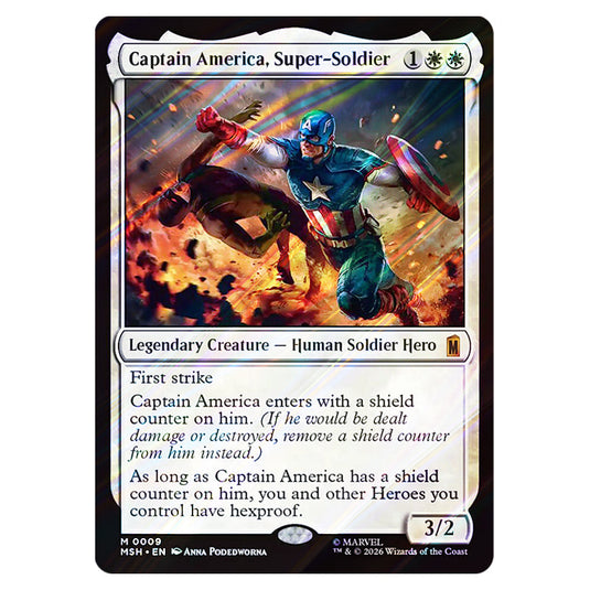 Captain America, Super-Soldier 0009 card from the Magic The Gathering set Marvel Super Heroes