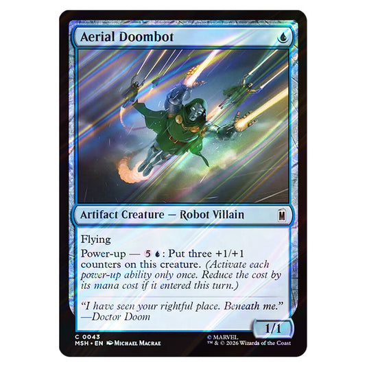 Aerial Doombot 0043 card from the Magic The Gathering set Marvel Super Heroes