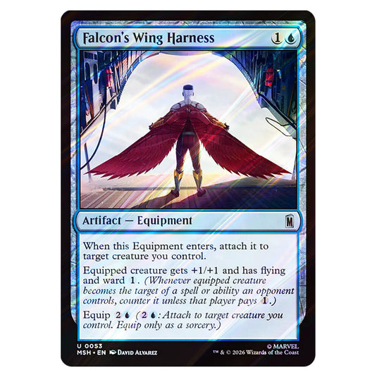 Falcon's Wing Harness 0053 card from the Magic The Gathering set Marvel Super Heroes