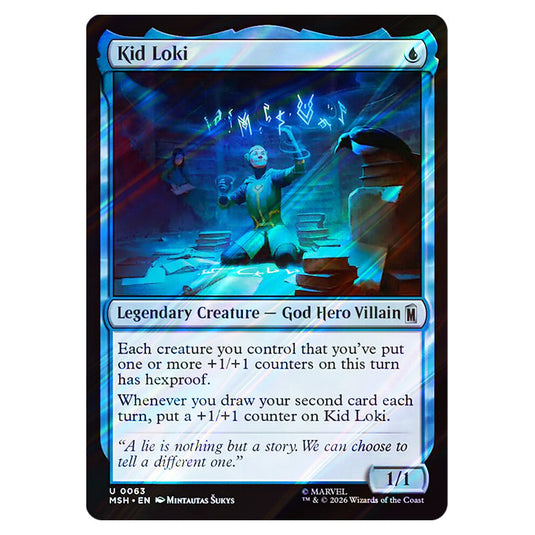 Kid Loki 0063 card from the Magic The Gathering set Marvel Super Heroes