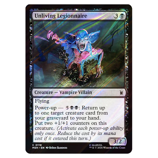 Unliving Legionnaire 0119 card from the Magic The Gathering set Marvel Super Heroes