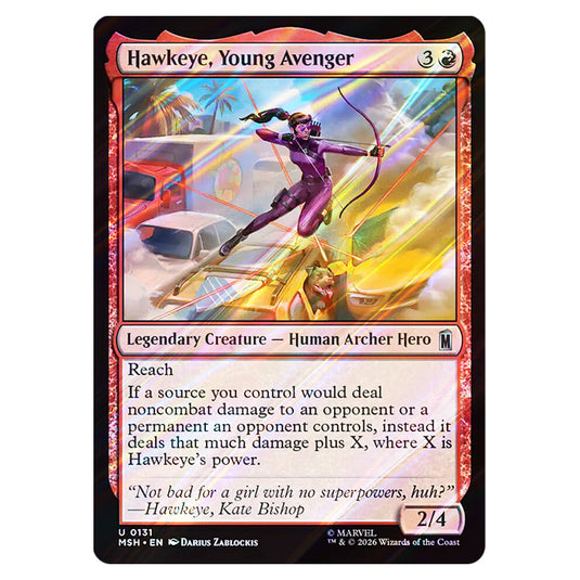 Hawkeye, Young Avenger 0131 card from the Magic The Gathering set Marvel Super Heroes