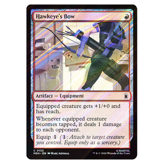 Hawkeye's Bow 0132 card from the Magic The Gathering set Marvel Super Heroes