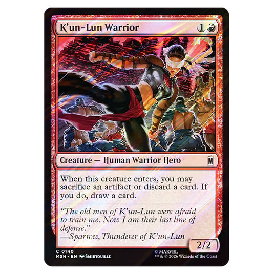 K'un-Lun Warrior 0140 card from the Magic The Gathering set Marvel Super Heroes