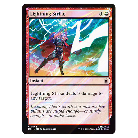 Lightning Strike 0142 card from the Magic The Gathering set Marvel Super Heroes