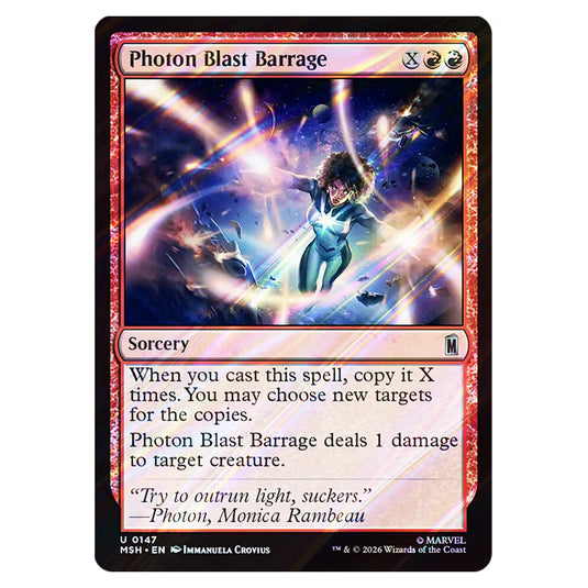Photon Blast Barrage 0147 card from the Magic The Gathering set Marvel Super Heroes