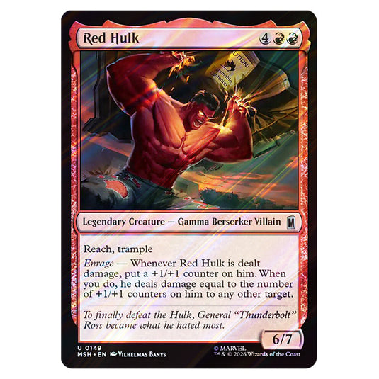 Red Hulk 0149 card from the Magic The Gathering set Marvel Super Heroes
