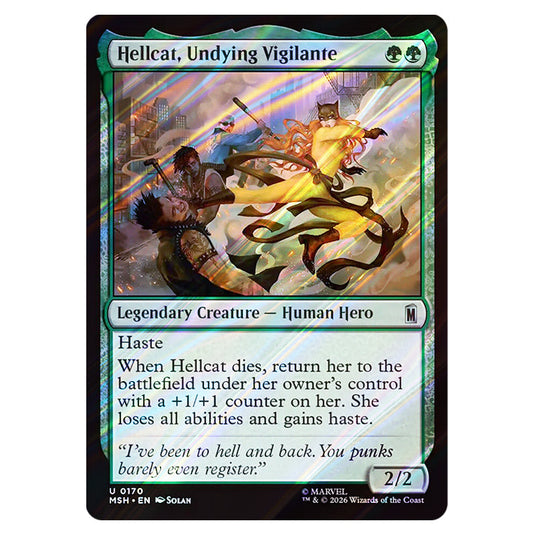 Hellcat, Undying Vigilante 0170 card from the Magic The Gathering set Marvel Super Heroes